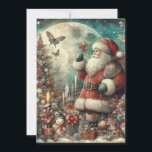 Vintager Weihnachtsmann Tree Moon präsentiert Feiertagskarte<br><div class="desc">Elegante Weihnachtskarte mit Weihnachtsgeschenk des Weihnachtsmanns,  die Geschenke unter einem Baum vor einem hellen Vollmond legt. Personalisiert auf der Rückseite mit Ihrer Nachricht und Ihrem Namen. Kontaktieren Sie mich für Hilfe bei Ihrer Anpassung oder um zusätzliche Matching oder Koordination von Zazzle Produkten anzufordern.</div>
