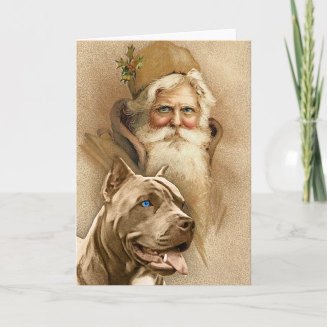 Vintager Weihnachtsmann- u. Feiertagskarte (Vorderseite)