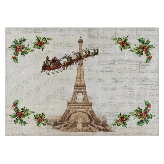 Vintager Weihnachtsmann über Paris Schneidebrett (Vorderseite)
