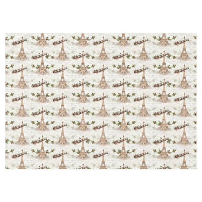 Vintager Weihnachtsmann über Paris Tischdecke (Vorderseite (Horizontal))