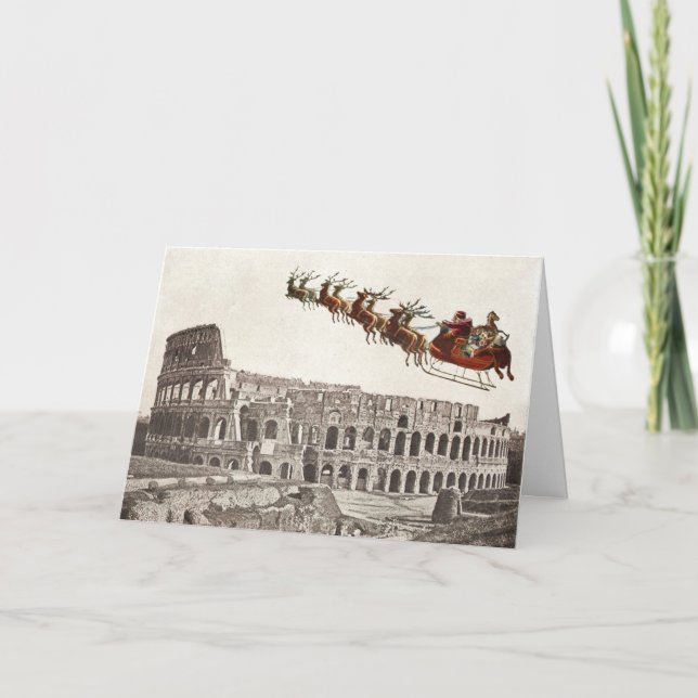 Vintager Weihnachtsmann über Rom Weihnachtskarte Karte (Vorderseite)