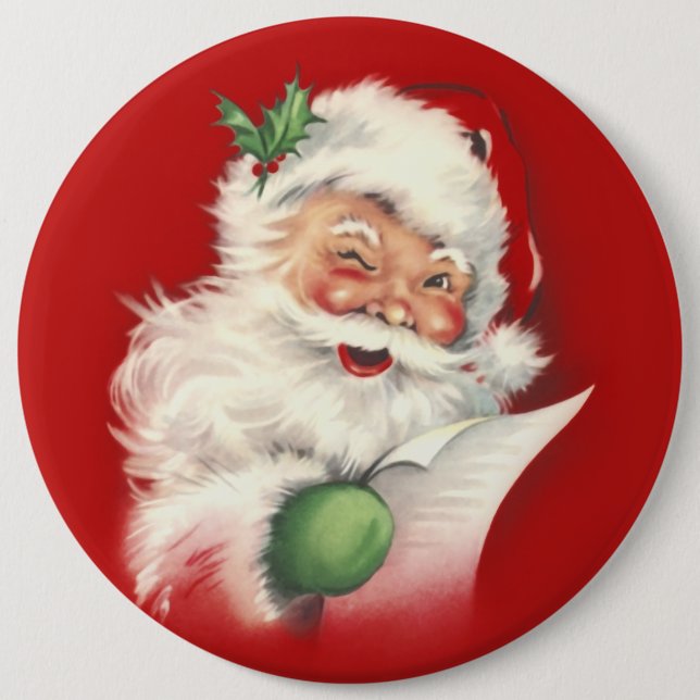 Vintager Weihnachtsmann überarbeitet! Button (Vorderseite)