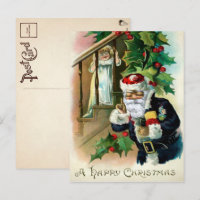 Vintager Weihnachtsmann und Beängstigendes Kind We