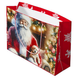 Vintager Weihnachtsmann und ein Welpenfest Große Geschenktüte