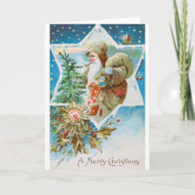 Vintager Weihnachtsmann und Geschenke Merry Christ