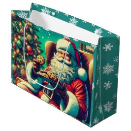 Vintager Weihnachtsmann und Kekse Weihnachten Große Geschenktüte