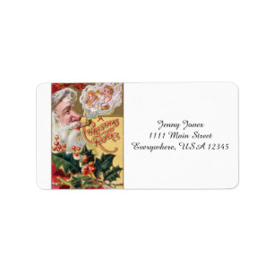 Vintager Weihnachtsmann und Kinder Adressaufkleber