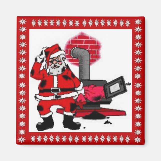 Vintager Weihnachtsmann und Kohlenstöckner Magnet (Vorne)