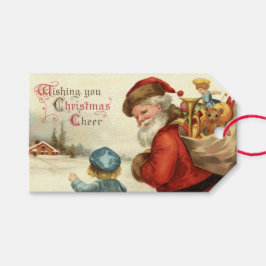 Vintager Weihnachtsmann und Weihnachtsfeiertag für Geschenkanhänger
