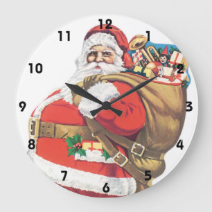 Vintager Weihnachtsmann, Viktorianische Weihnachte Große Wanduhr