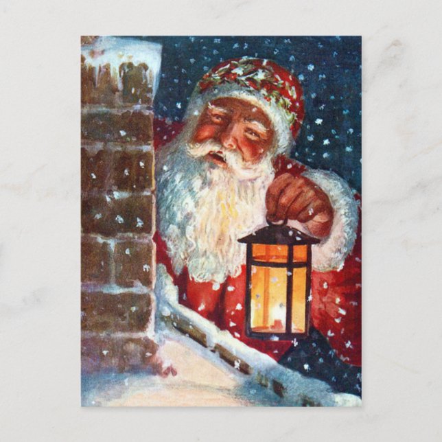 Vintager Weihnachtsmann Weihnachten auf Dach (Vorderseite)