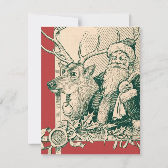 Vintager Weihnachtsmann Weihnachten Nick Einladung (Vorderseite)