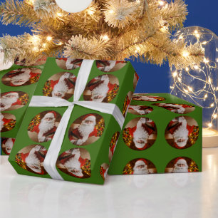 Vintager Weihnachtsmann Weihnachten Rotes Grünes  Geschenkpapier