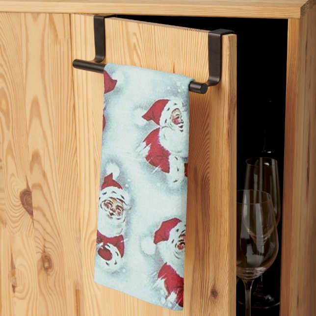 Vintager Weihnachtsmann Weihnachtsküche Handtuch (Drittel gefaltet)