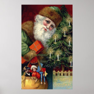 Vintager Weihnachtsmann-Weihnachtsplakat-Druck Poster