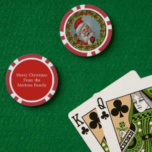 Vintager Weihnachtsmann Wreath Frohe Weihnachtsbot Pokerchips