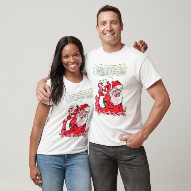 Vintager Weihnachtsmann wünscht Weihnachtsfreude T-Shirt (Unisex)