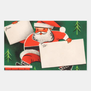 Vintager Weihnachtsmann zu/von Aufklebern Rechteckiger Aufkleber