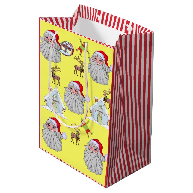 Vintager Weihnachtsmarkt Mittlere Geschenktüte (Rückseite Schrägansicht)