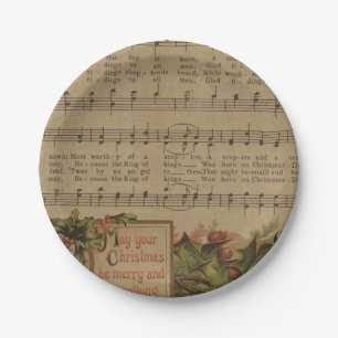 Vintager Weihnachtsmusik-Blatt-Feiertag Pappteller