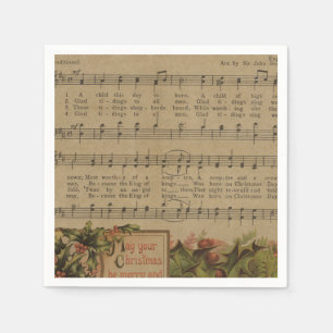 Vintager Weihnachtsmusik-Blatt-Feiertag Serviette