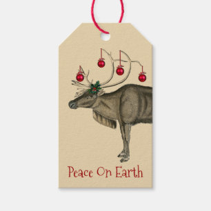 Vintager Weihnachtsren-Weltfrieden Geschenkanhänger
