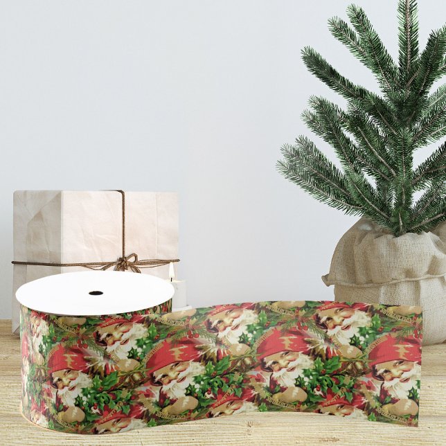 Vintager Weihnachtsribbon | Gift Ribbon Ripsband (vintage Santa Claus Christmas ribbon. Christmas tree ribbon)
