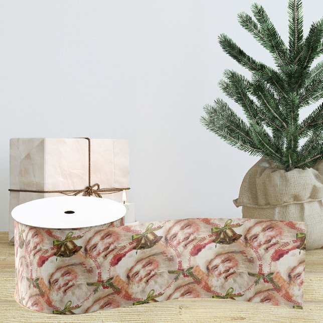 Vintager Weihnachtsribbon | Gift Ribbon Ripsband (vintage Santa Claus Christmas ribbon. Christmas tree ribbon)