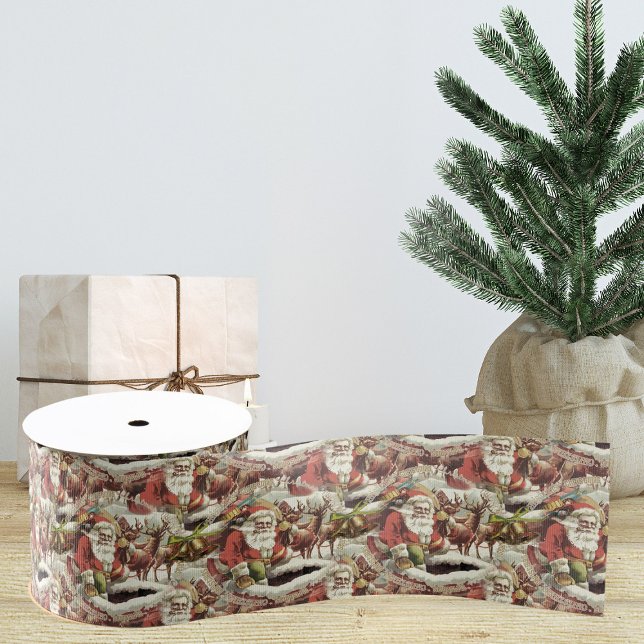 Vintager Weihnachtsribbon | Gift Ribbon Ripsband (vintage Santa Claus Christmas ribbon. Christmas tree ribbon)