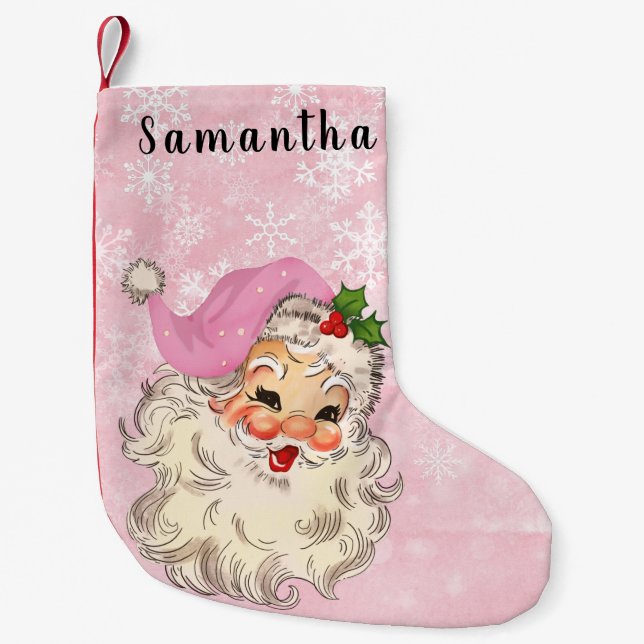 Vintager Weihnachtsrosa Kleiner Weihnachtsstrumpf (Vorderseite)