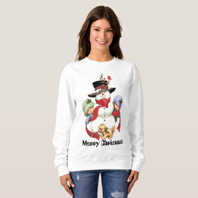 Vintager Weihnachtssnowman- und Sweatshirt (Vorne ganz)