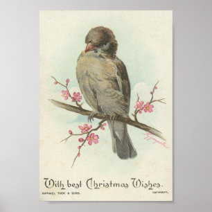 Vintager Weihnachtsspatz Poster