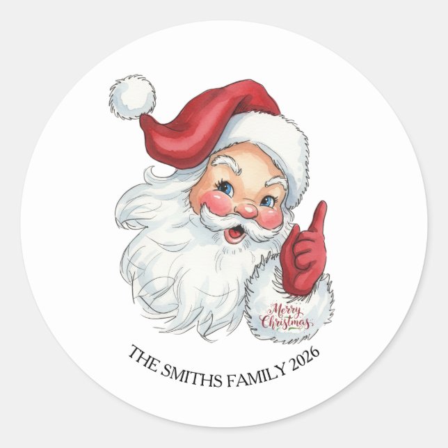 Vintager Weihnachtssticker Runder Aufkleber (Vorderseite)