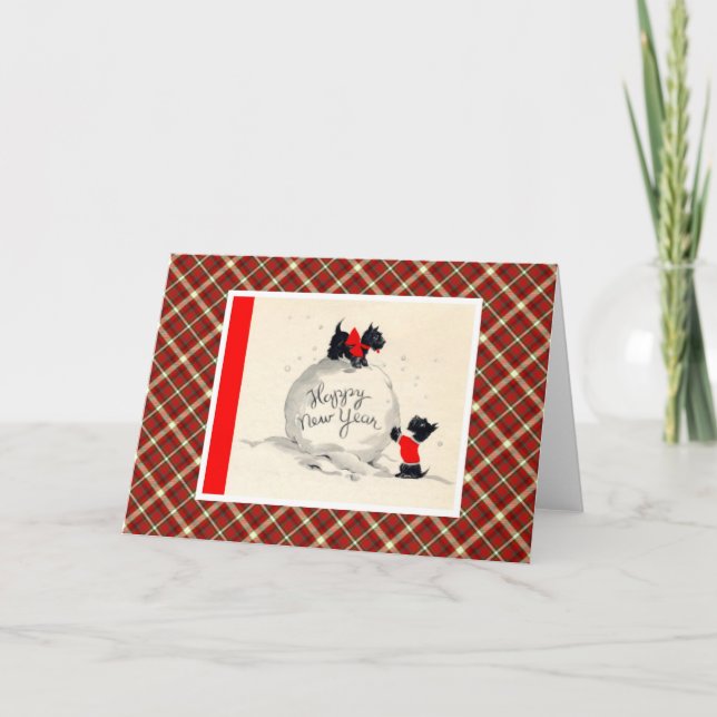 Vintager Weihnachtsterrier-Hund Feiertagskarte (Vorderseite)