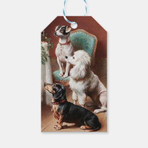 Vintager Weihnachtsumbau, Hunde am Weihnachten Geschenkanhänger