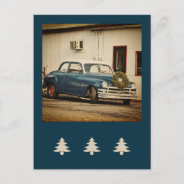 Vintager Weihnachtswagen Postkarte
