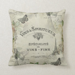 Vintager Wein Paris und Rosen-Kissen Kissen