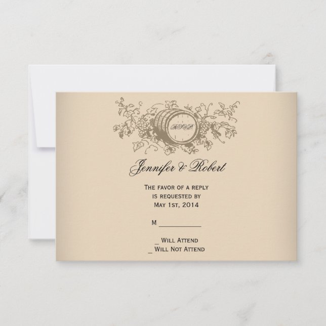 Vintager Weinfeldausweis RSVP Karte (Vorderseite)