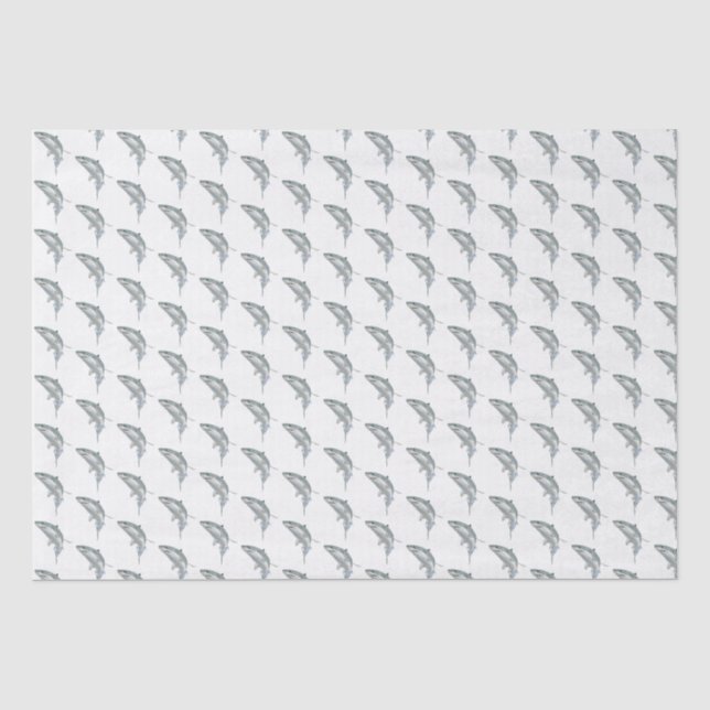 Vintager Weißer Hai Zeichn #2 Tissue Paper Seidenpapier (Vorderseite)