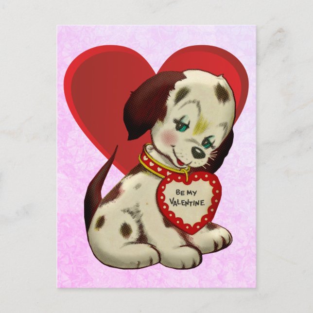 Vintager Welpen-Grandtochter-Valentinstag Postkarte (Vorderseite)