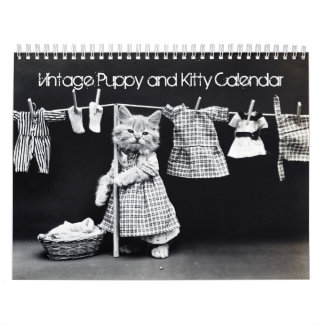Vintager Welpen-u. Kätzchen-Gewohnheit Kalender