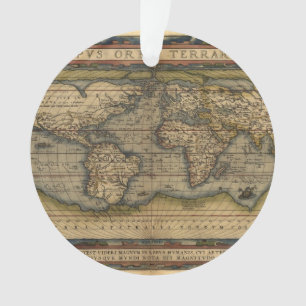 Vintager Weltkarten-Atlas historisch Ornament