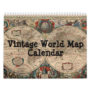 Vintager Weltkarten-Kalender Kalender
