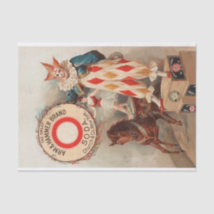 Vintager Werbeclown und Acrobat auf einem Pferd Seidenpapier