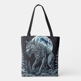 Vintager Werwolf vor dem Vollmond Tasche