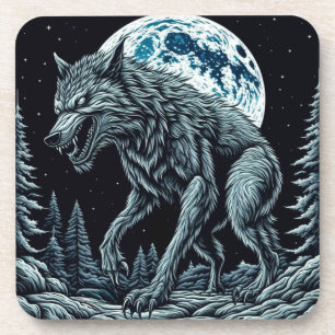 Vintager Werwolf wächst auf Vollmondnacht Getränkeuntersetzer