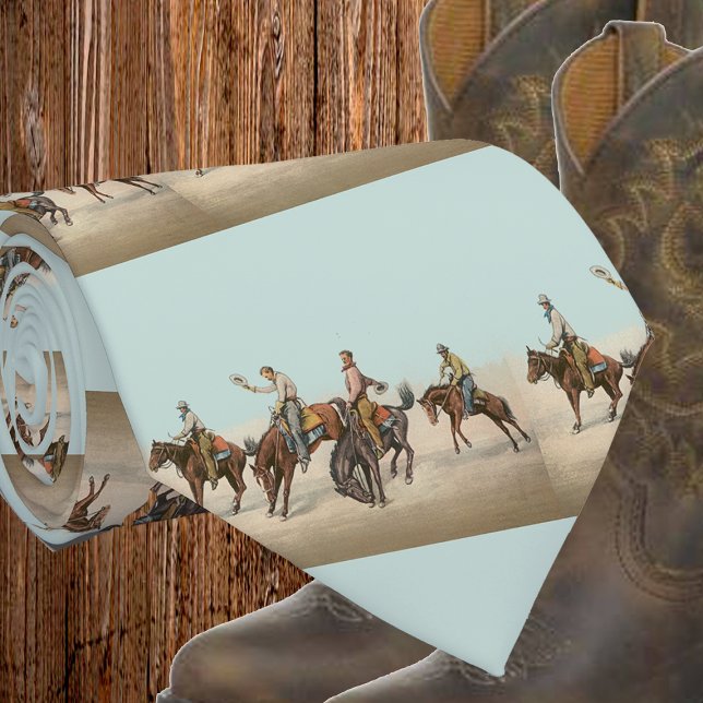 Vintager Western 4 Cowboys bei Buckelpferden Krawatte (Von Creator hochgeladen)