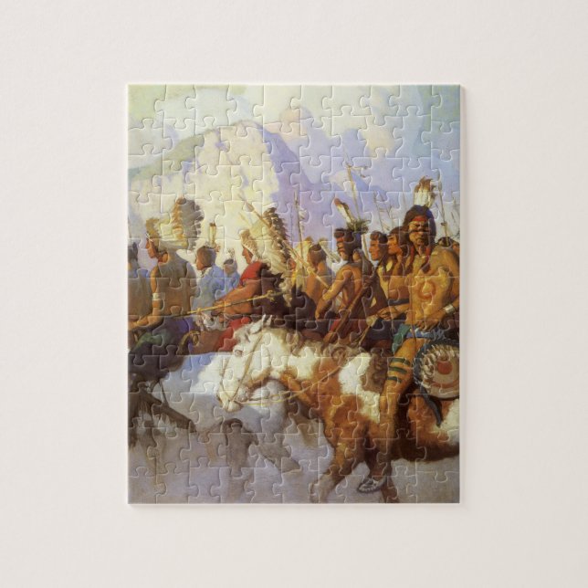Vintager Western Art, Party des Indischen Krieges  (Vertikal)