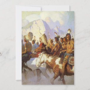 Vintager Western Art, Party des Indischen Krieges Einladung