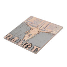 Vintager Western Bull Skull Grau Rustikal